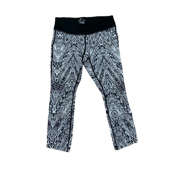 🟣🟣🟣 NIKE Dri Fit Women's Size Small Black White Pull On Stretch Leggings - Picture 1 of 7